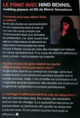Interview de Hind Bennis, wedding planner et DG de Maroc Sensations